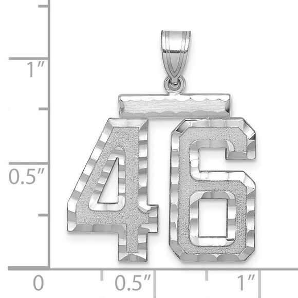 14k White Gold, Varsity Collection, Large D/C Pendant, Number 46 - Picture 2 of 3